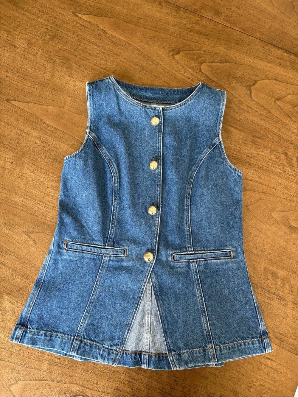 Reformation Dark Blue Denim Button-Front Jeans Ophelia denim Top NWT - Picture 9 of 12